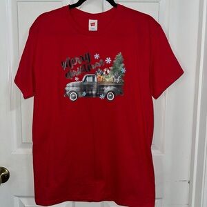 NWOT Handcrafted Merry Christmas Truck Shirt Medium